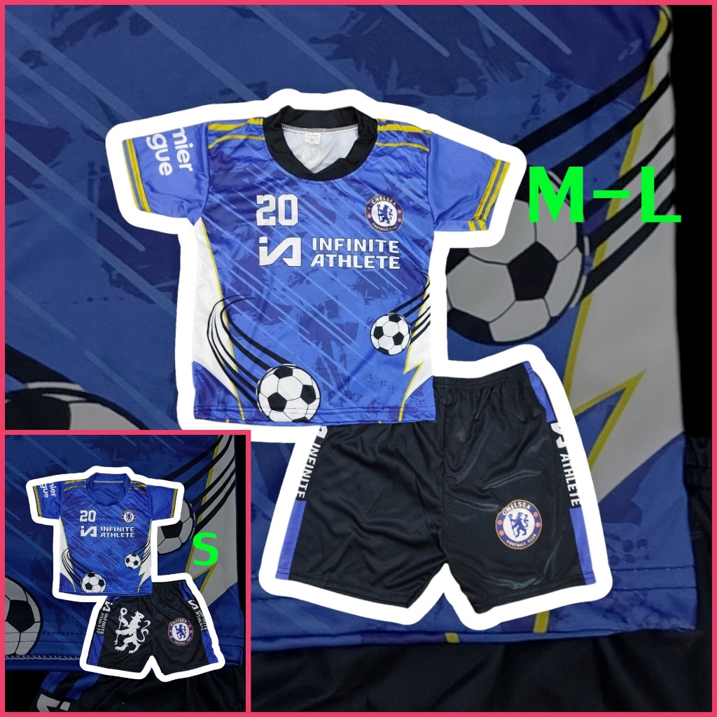 ชุดเด็กผ้ามันไมโครไฟเบอร์ ไซส์ S ,M ,L  ชุดกีฬาเด็ก พิมพ์ลายทีมสโมสร