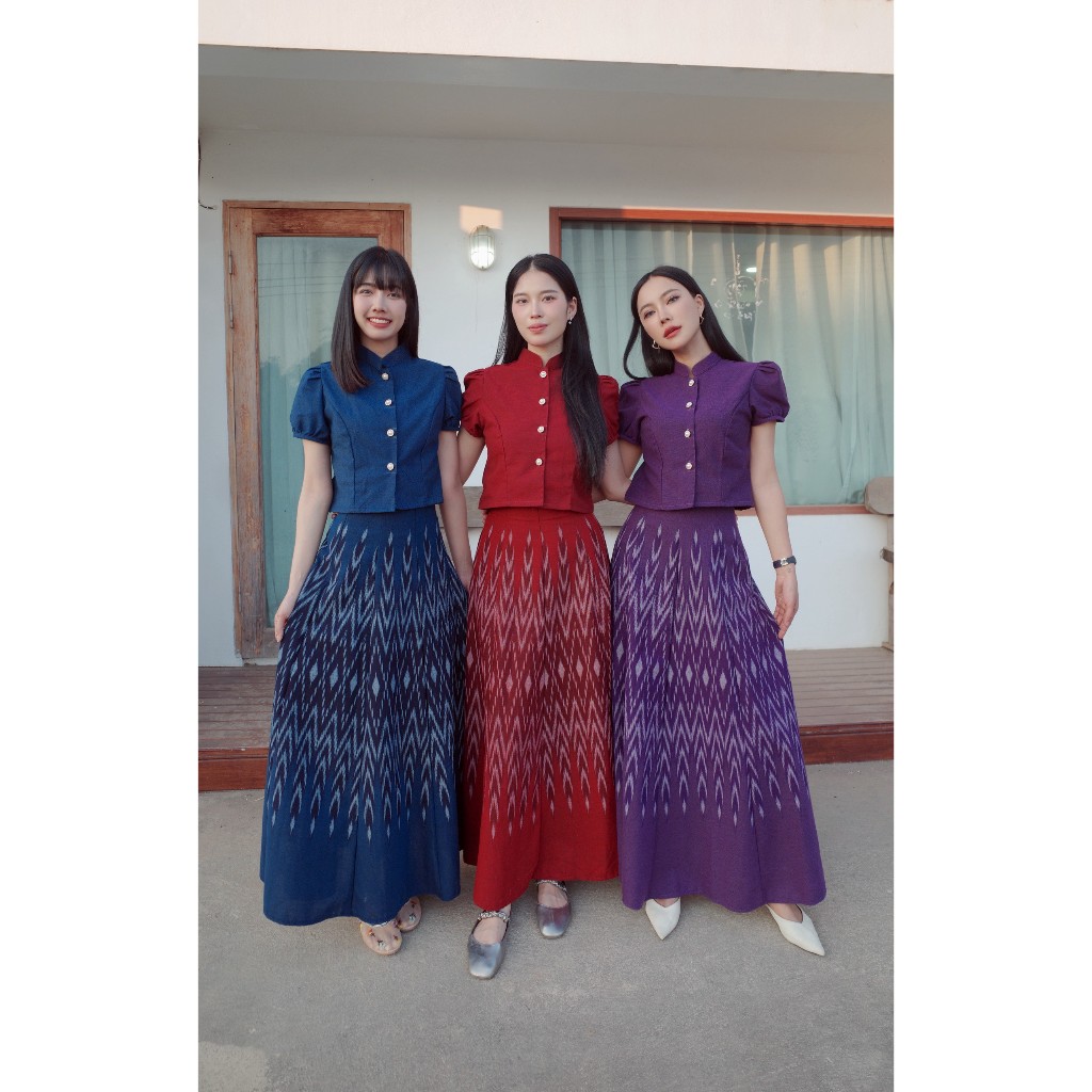 เซ็ทลายต้นสนใหญ่เสื้อแขนตุ๊กตาและกระโปรงทรง8ชิ้น(ผ้าฝ้ายพิมพ์ลาย)