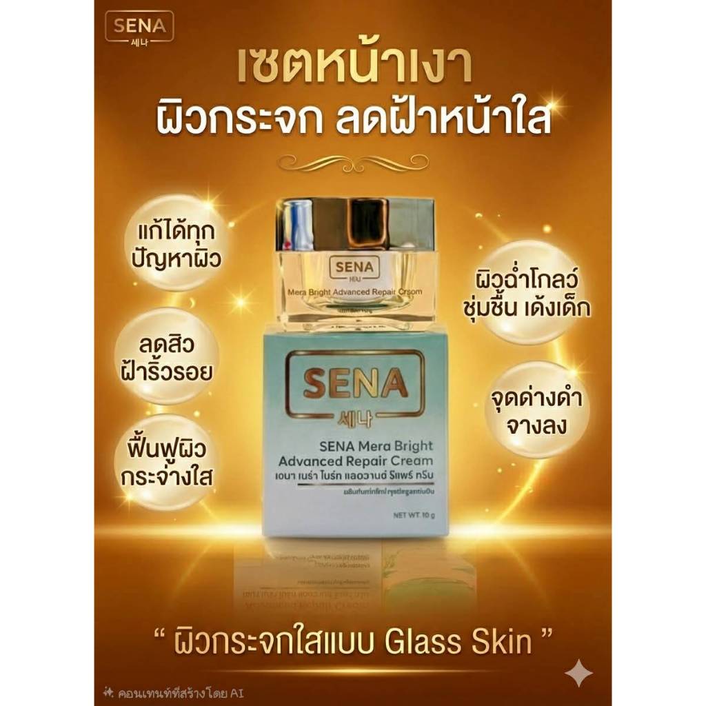เซนา SENA 10กรัม.. บำรุงผิวหน้า ชุ่มชื้น เต่งตึง อิ่มฟู