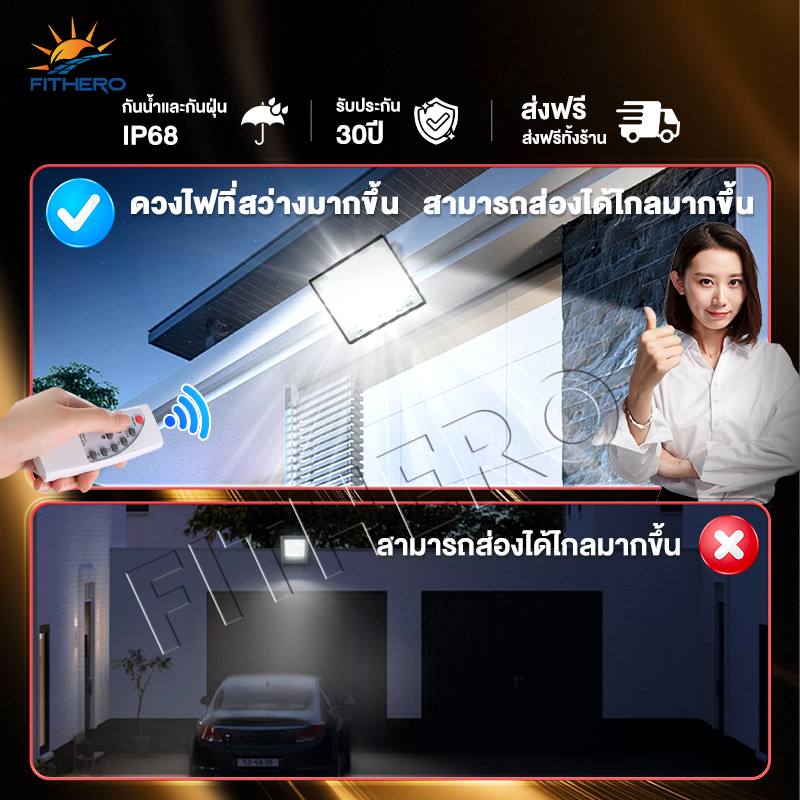 FITHERO solar 【รับประกัน 5ปี】90000W ไฟโซล่าเซลล์ IP68 Solar Light กันน้ำกลางแจ้ง ไฟสปอร์ตไลท์โซล่าเซลล์ หลอด LED ขนาดใหญ ราคา ถูกที่สุด ดีลบีเคเค แกลเลอรีภาพที่ 4