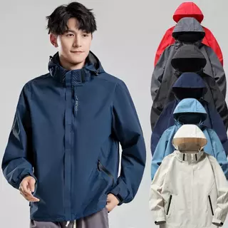 {ม-5เอ็กแอล} เสื้อแจ็คเก็ตผู้ชาย /เสื้อแจ็คเก็ตมีฮู้ดสําหรับผู้ชาย/ กันน้ําและป้องกันรังสียูวี/หมวกที่ถอดออกได้