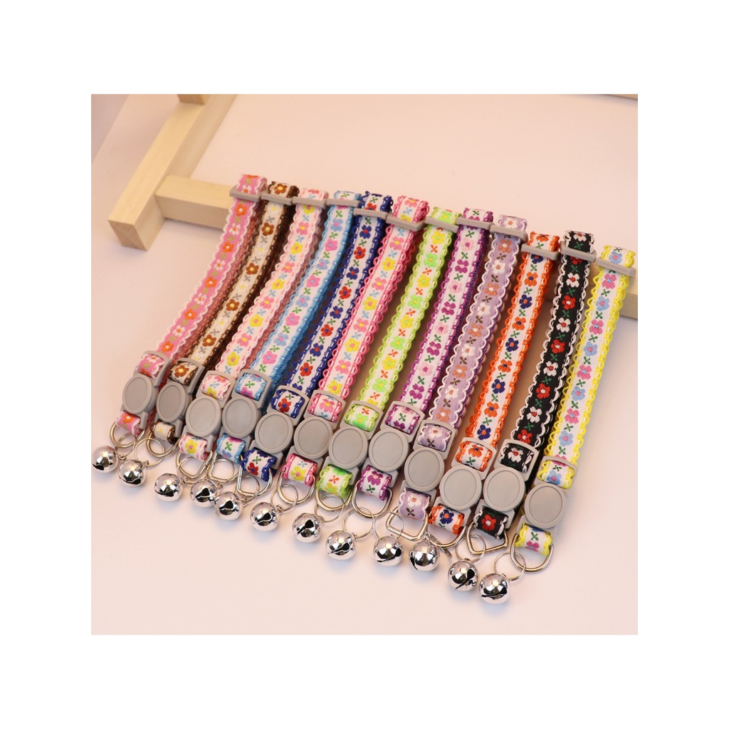 AL-1326 ปลอกคอนิรภัยลาย ดอกไม้ สำหรับ สุนัข หมา แมว สามารถปรับได้ พร้อมส่ง🐈🌸