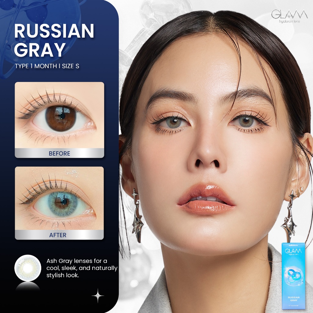 GLAM Hyaluron Lens💧 รุ่น Russian Brown/Gray เลนส์ไฮยาลูรอน สำหรับคนตาแห้ง ตอบโจทย์คนรักสุขภาพดวงตา รูปที่ 3