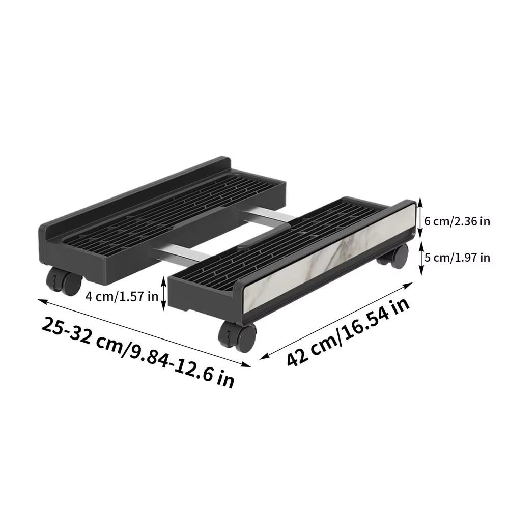ปรับได้ Mobile CPU Stand 7.4"-12.2" ล้อล็อก 4 ล้อ สำหรับคอมพิวเตอร์ทั่วไป ดีไซน์ไม้ PVC ระบายอากาศ