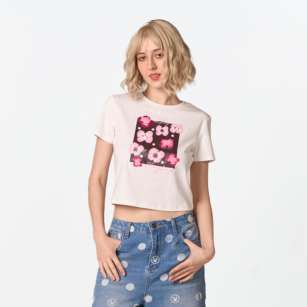 PLAYBOY POLKA LOVE เสื้อยืดรุ่น P1WT261TB026WH