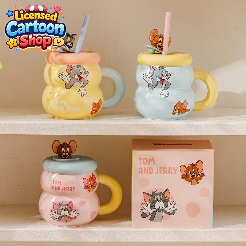 【ของแท้】Tom and Jerry แก้วรูปน้ำเต้ามีฝา แก้วการ์ตูนน่ารัก 530ml แถมหลอด กล่องสวยงาม ของขวัญวันหยุด ใช้ทุกวัน ส่งฟรี - รูปที่ 1