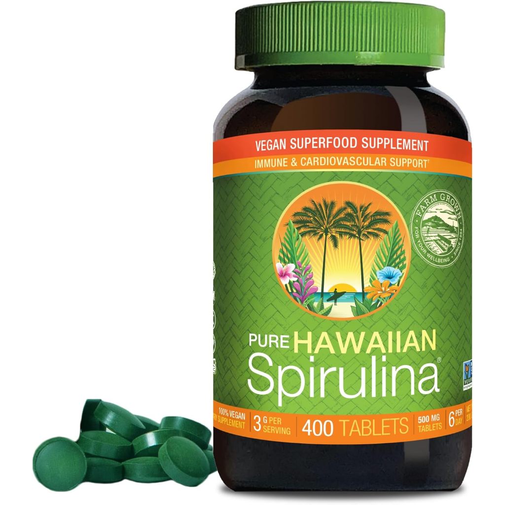 สาหร่ายสไปรูลิน่าหรือสาหร่ายเกลียวทองจากอเมริกา (Nutrex Spirulina Pacifica 500 mg 400 เม็ด, 1000 mg 180 เม็ด )