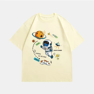 (จัดส่งตลอด 24 ชั่วโมง)Fanfei เสื้อยืดลายอวกาศน่ารักการ์ตูนสไตล์นักบินอวกาศเสื้อแฟชั่น