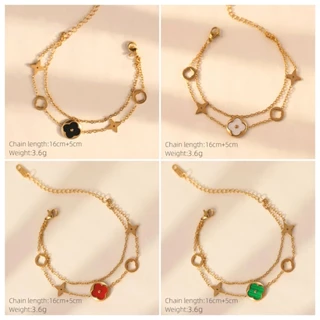 สร้อยข้อมือโคลเวอร์เรียกโชคและความสดใส ไม่ลอก ไม่ดำ ใส่อาบน้ำได้