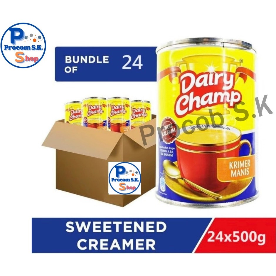ครีมเทียมข้นหวานมาเลย์ Dairy Champ ขนาด 24 กระป๋อง 500g