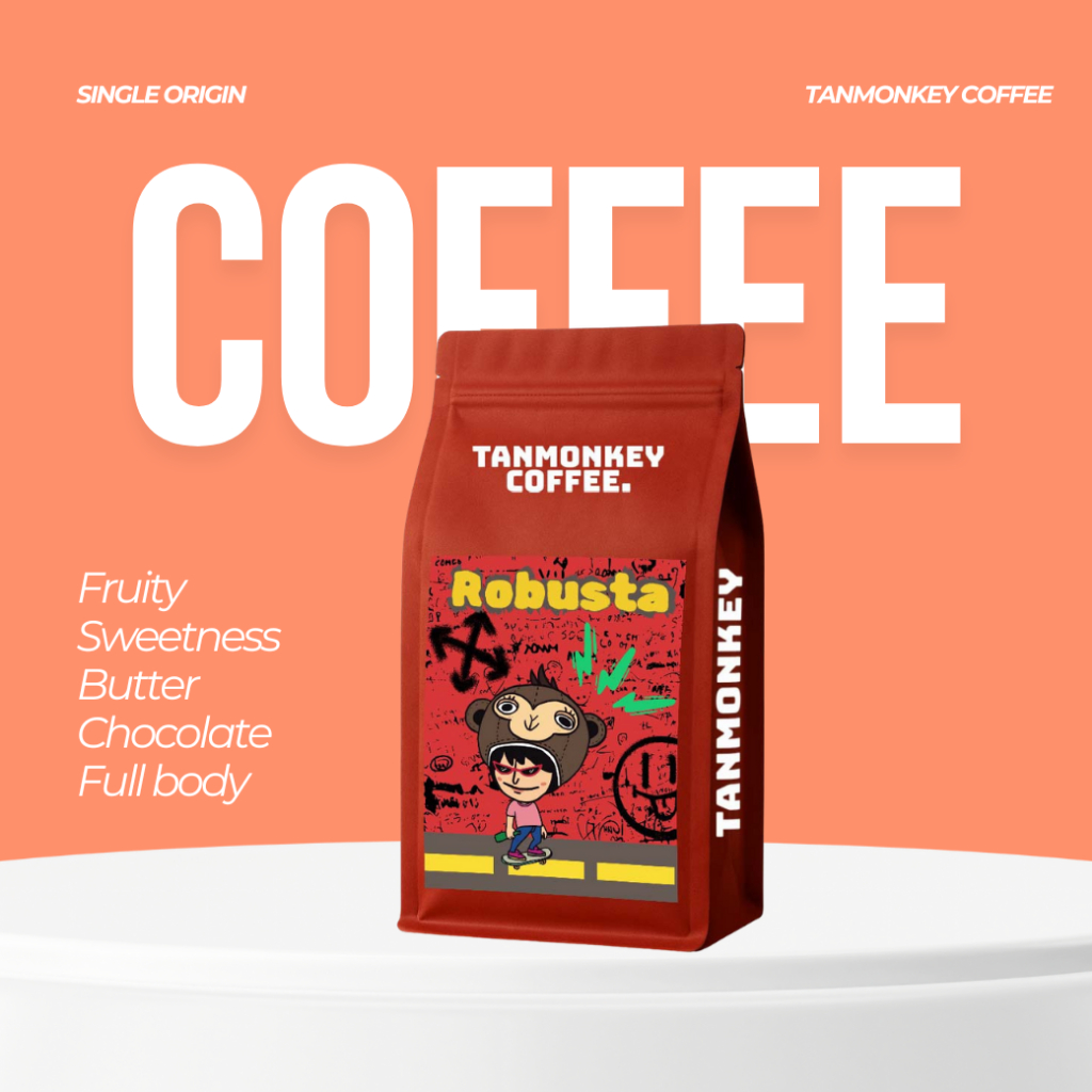 Tanmonkey  R01 เมล็ดกาแฟคั่ว Robusta 100% high-caffeine Espr