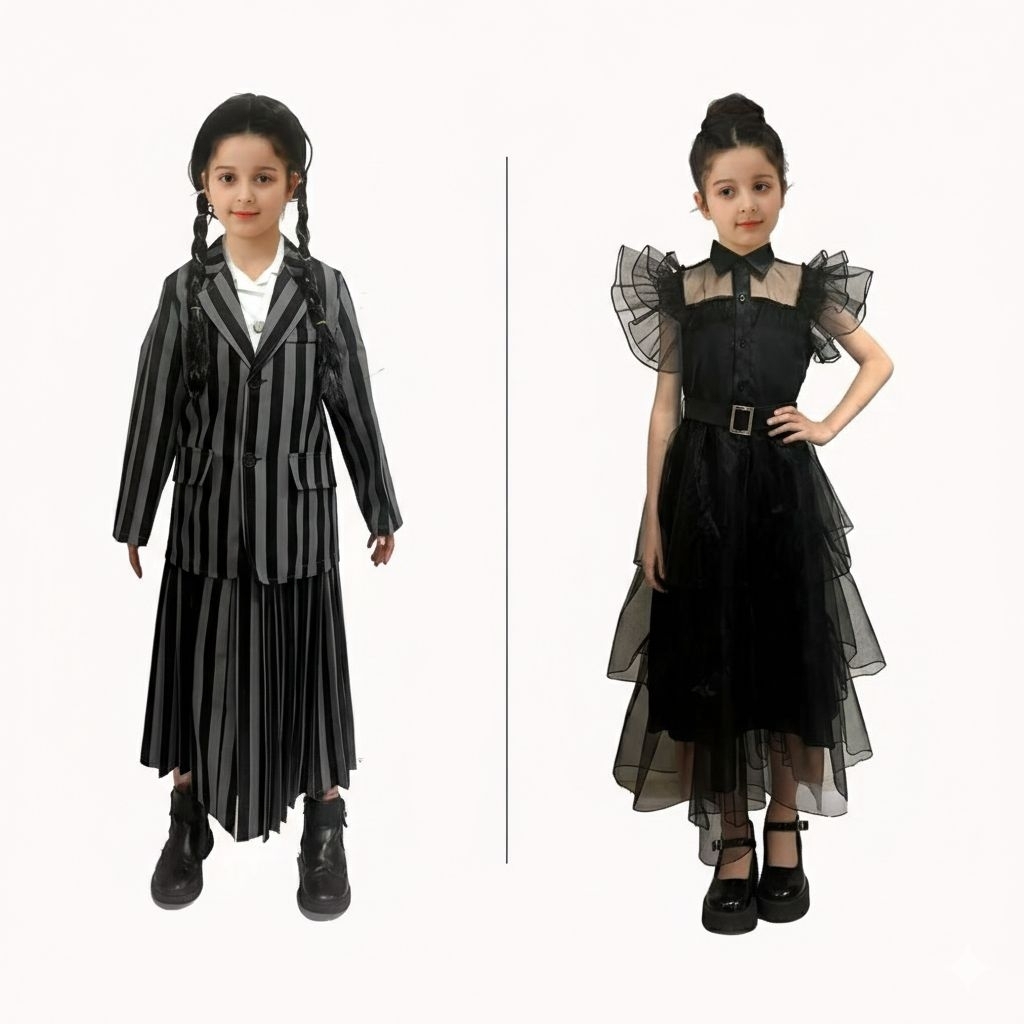 พร้อมส่ง ชุดเว้นท์เดย์  ชุดน้องวันพุธ wednesday costume