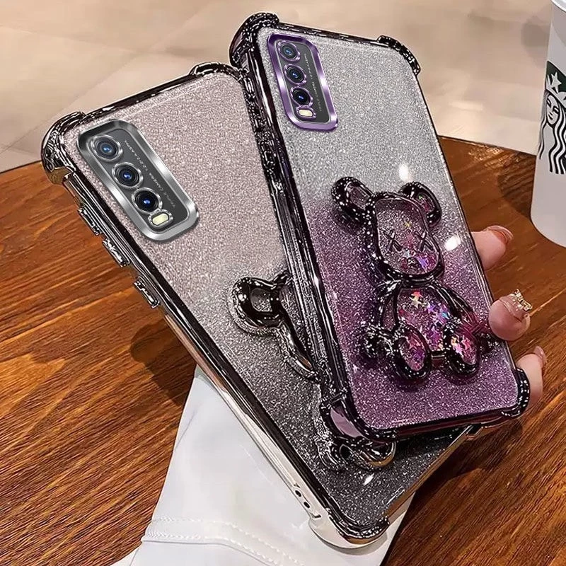 เคส หมี น่ารัก สำหรับ VIVO Y20 Y20S Y12S Y12A Y3S หมีตู้น้ำ กากเพชร สุดหรู ฟรุ้งฟริ้ง กันมุมกล้อง
