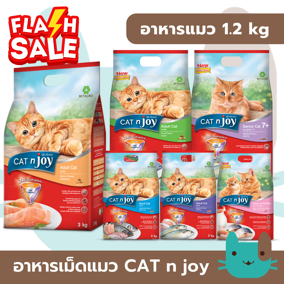 Cat n joy (1.2 kg) อาหารเม็ดแมวแคทเอ็นจอย Triple Protection  ขนาด 1.2 กิโลกรัม fs