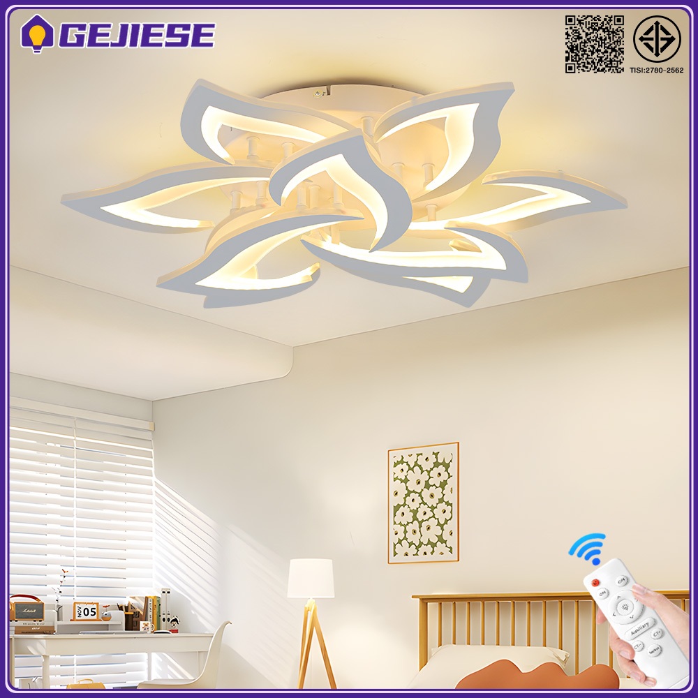 GEJIESE ทันสมัย ไฟ 3 สี โคมไฟเพดาน LED สามารถปรับความสว่างได้ พร้อมรีโมทควบคุม ไฟเพดาน เหมาะสำหรับห้องนั่งเล่น/ห้องนอน