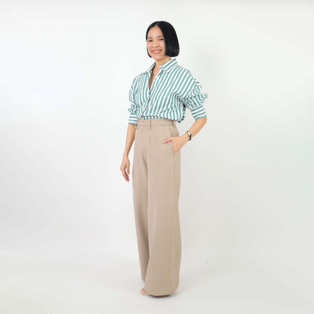 กางเกงเอวสูงขากว้าง ทรงหรู ผ้านุ่มเย็น ใส่สบาย พรีเมียม KRUKATE Luxe Silhouette – โปรปัง