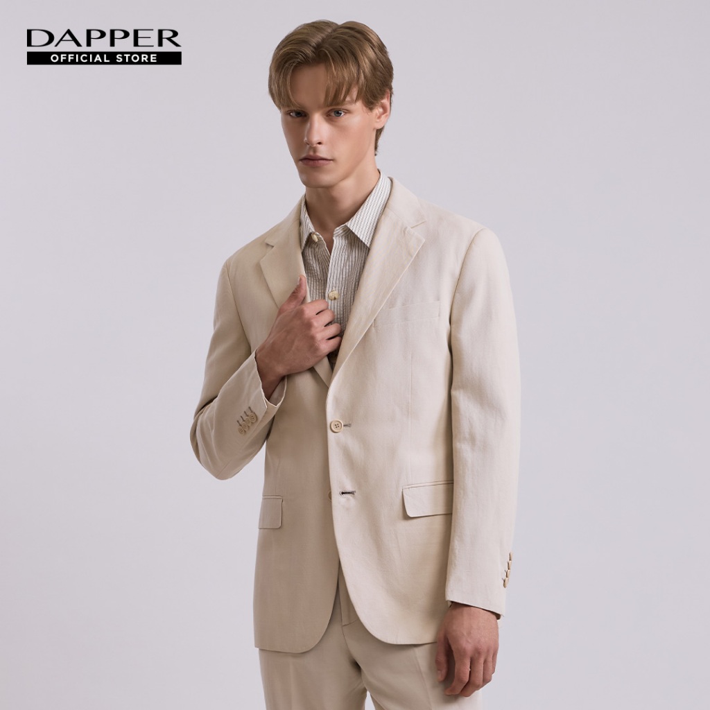 DAPPER เสื้อสูทผู้ชาย Linen Blend ผ้าลินิน ทรง Regular-Fit Suit สีไอวอรี่ (SU/IV/282RLN) – โปรปัง