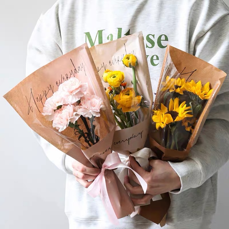 ถุงห่อดอกไม้ Flower Packaging Bag Art Design Bouquets Florist Cone