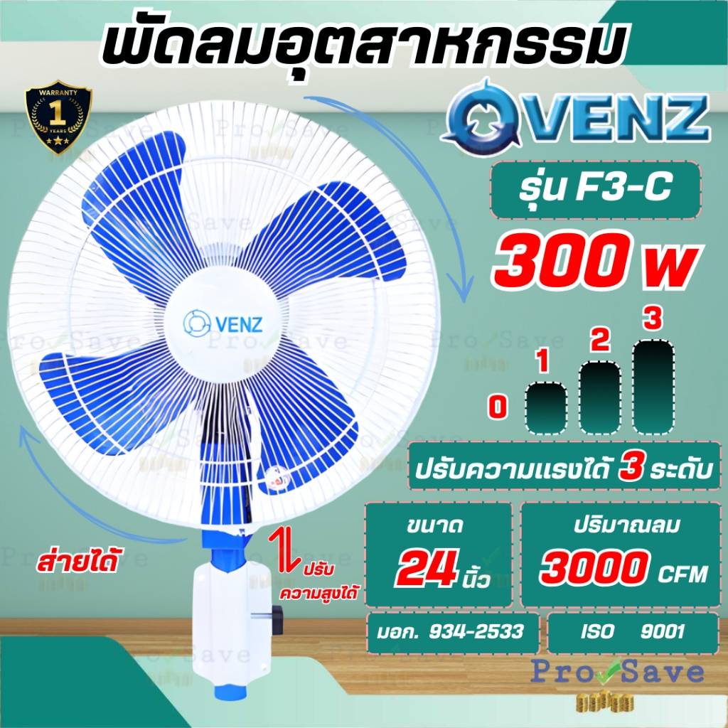 🔥ถูกสุด🔥VENZ  พัดลมติดผนัง 18นิ้ว รุ่น F3-C พัดลมอุตสาหกรรม พัดลมยึดผนัง พัดลม เวนซ์ 18"