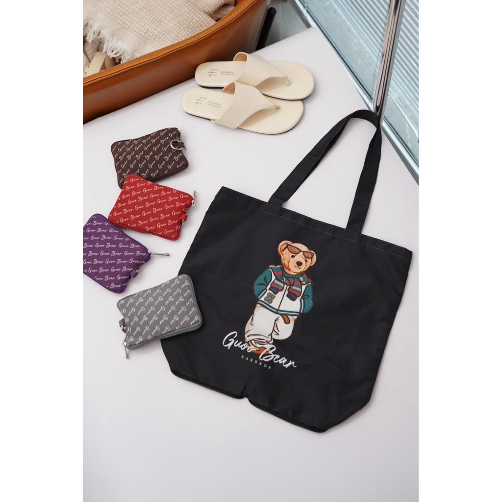 กระเป๋าผ้า สะพายไหล่ GUOO BEAR 🤍พร้อมส่ง🤍