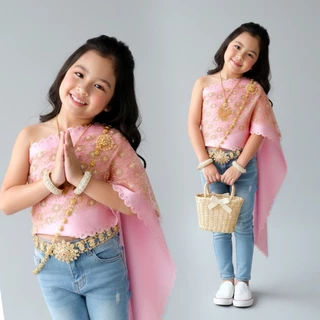 สไบเด็ก สไบเด็กโต สไบผู้ใหญ่ สไบ2ชั้นเย็บติด สไบสำเร็จรูป ห่มสไบใส่ยีนส์ เฉพาะสไบ Bangkok city พร้อมส่ง