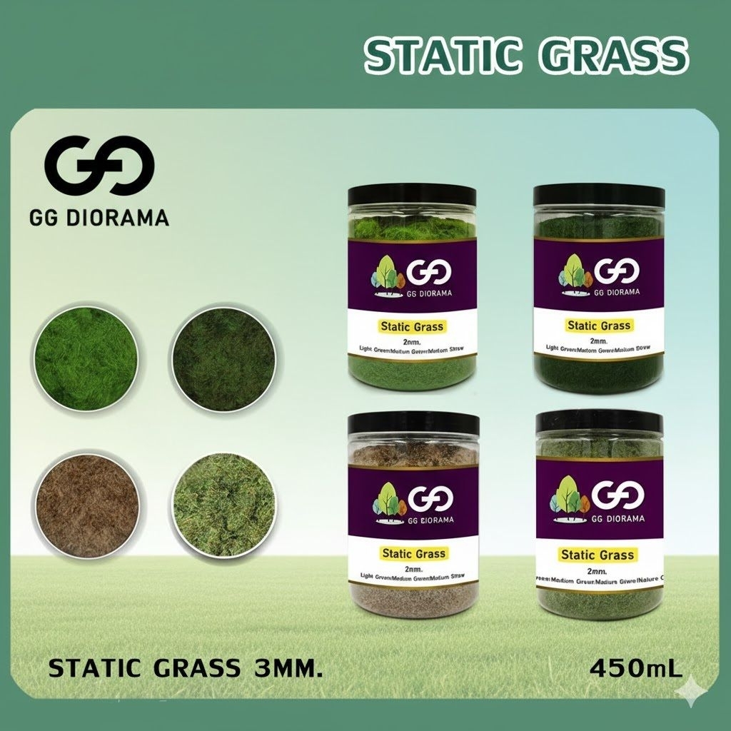 หญ้าเทียมสำหรับโรย 3mm สีเขียวสด/เขียวเข้ม/น้ำตาล/เขียวธรรมชาติ ขนาด 450ml.