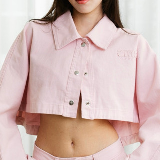 ams.commune เสื้อครอปยีนส์ สีชมพู