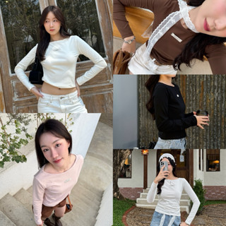 AGLEAMIN3011 | Alice top เสื้อคอปาดแขนยาว