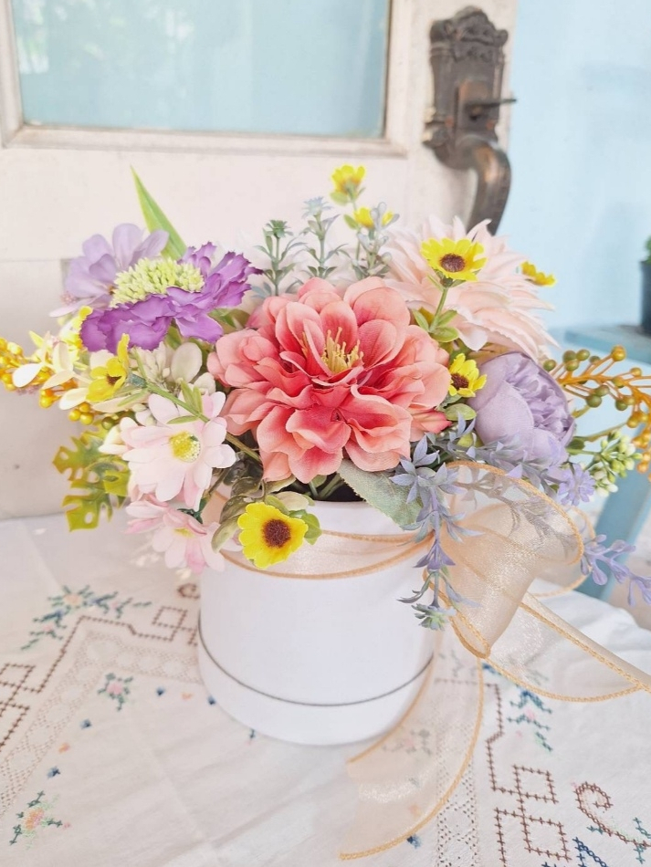 🌸🌈 ช่อดอกไม้ประดิษฐ์โทน ห่อกล่อง ส่งทันที 14Feb