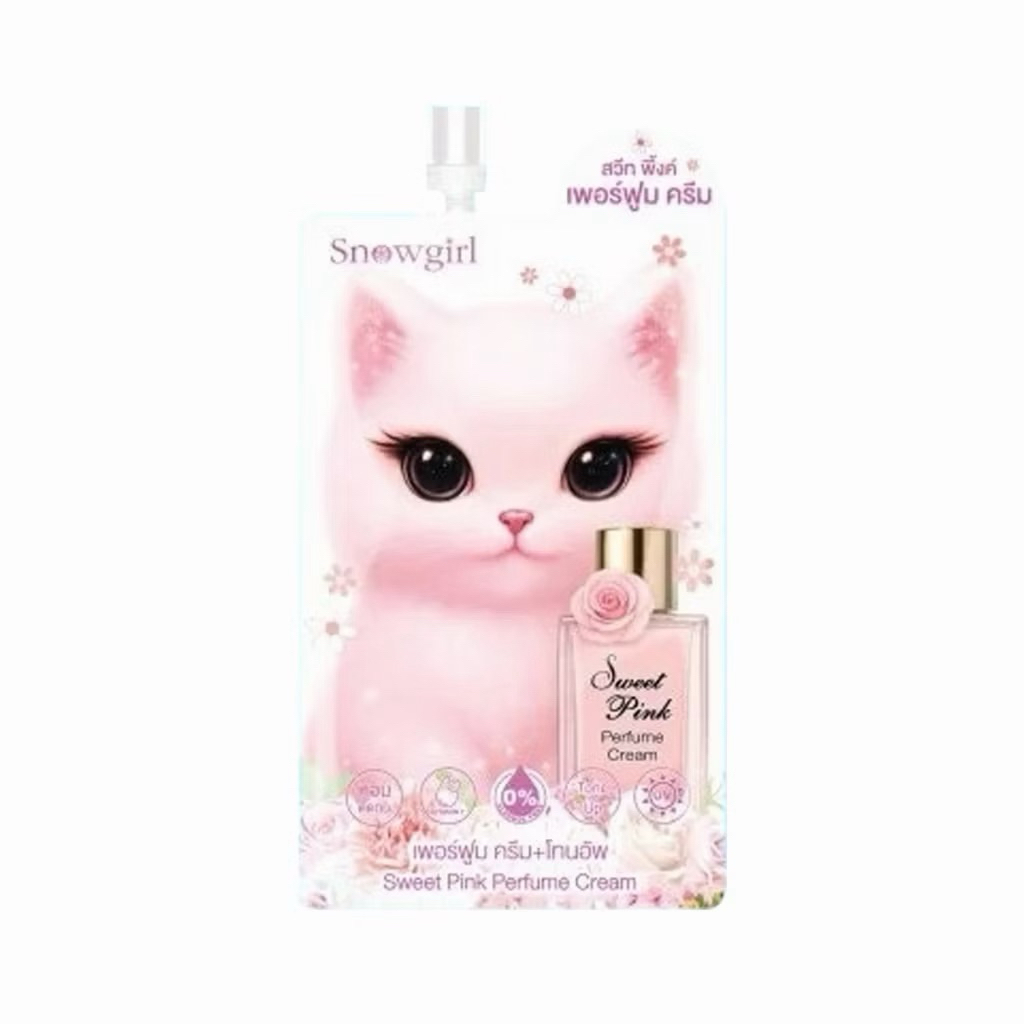 [1ซอง]ครีมน้ำหอมแมวกลิ่นแป้งเด็ก Snowgirl Sweet Pink Perfume Cream