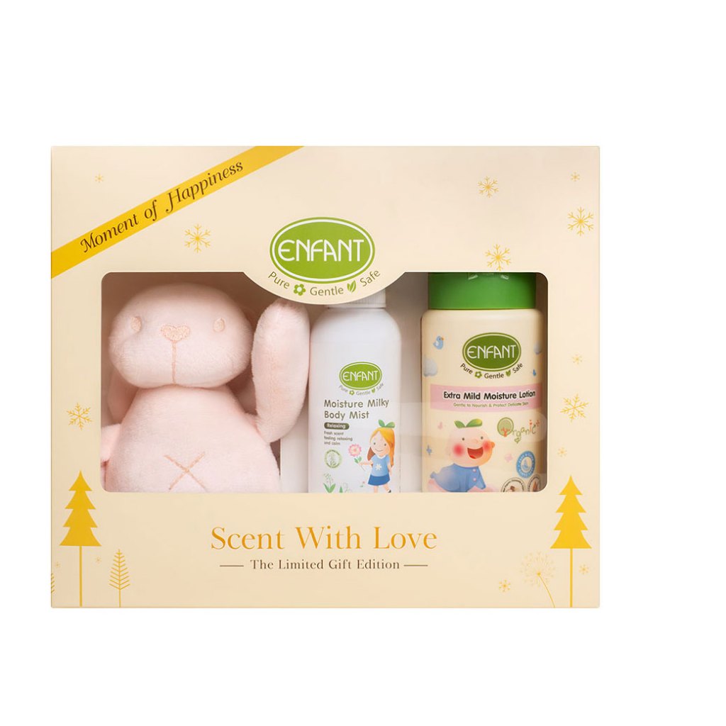 Enfant Scent With Love Gift  อองฟองต์ เซ็นท์ วิธ เลิฟ กิ๊ฟเซ็ท แบบน้องกระต่ายสีชมพู มี 3 ชิ้นต่อกล่อง