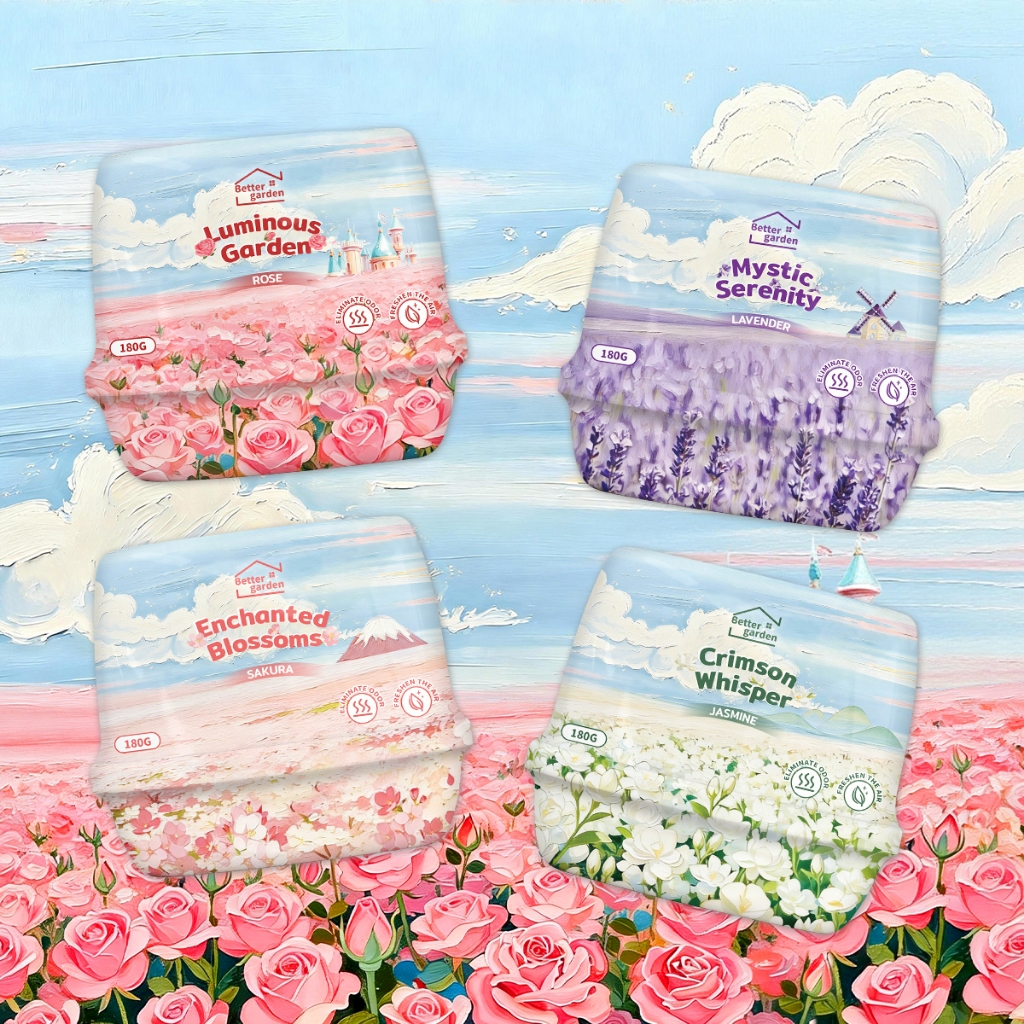 ♡ Bettergarden ♡ เจลหอมปรับอากาศ เจลหอม 180g กลิ่นหอมดอกไม้ สดชื่น 4 สไตล์ By Series Flora อัพเกรดมาใหม่!
