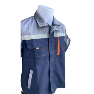 เสื้อช็อปแขนสั้นทูโทนซิบหน้ามีกระเป๋าด้านใน2ข้าง ดีไซน์สีสันสดใส สำหรับทุกโอกาส