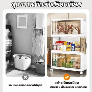 ตู้เก็บของ ตู้อเนกประสงค์ ขนาดใหญ่ ตู้เก็บของพลาสติก มีล้อเลื่อน ผลิตจากวัสดุ PP หนา วางซ้อนได้สูง