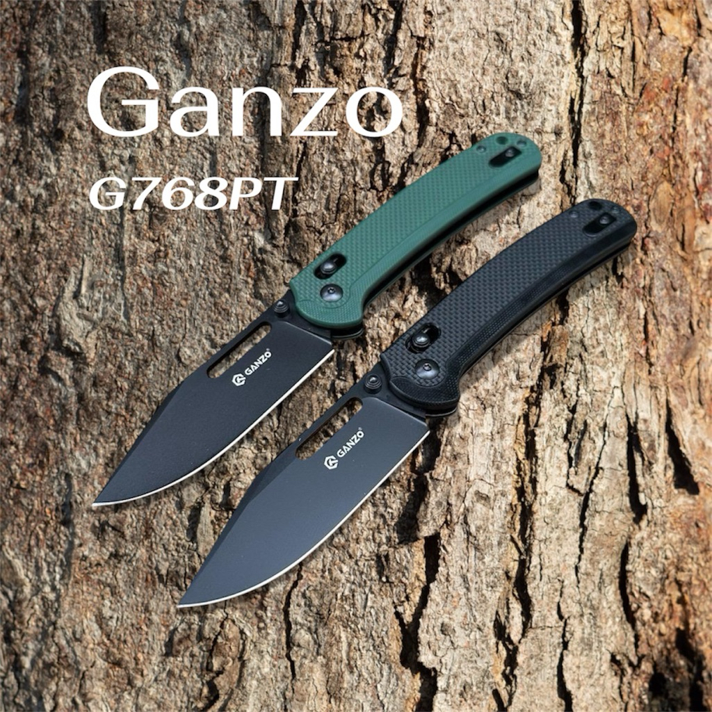 มีดพับGanzo G768PT ของแท้100% วัสดุใบมีด D2 ใบดำ วัสดุด้ามจับG10 ใบมีดยาว 3.5 นิ้ว