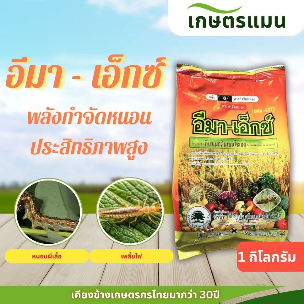 อีมา-เอ็กซ์ 1 กก. (อีมาเมกตินเบนโซเอต 5% SG) ยาเย็น ฆ่าหนอนทุกชนิด ในนาข้าวและไม้ผล