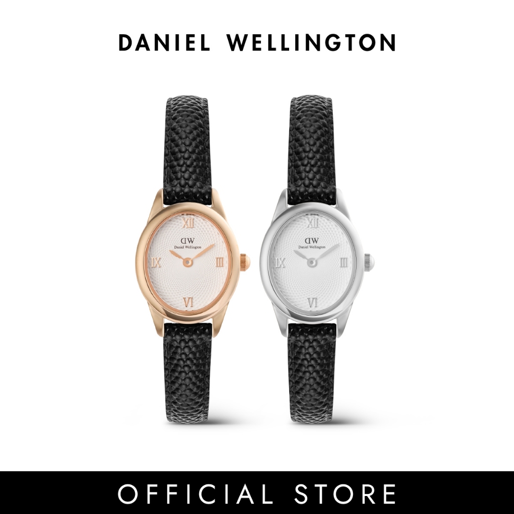 (New) Daniel Wellington Ophelia Mini Black Lizard White Guilloché Rose Gold / Silver นาฬิกา ผู้หญิง