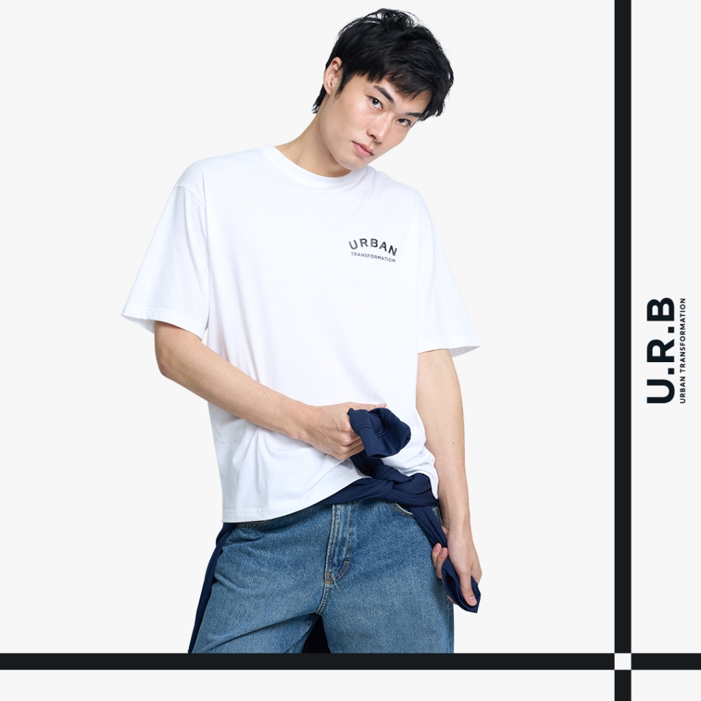 URBAN : MEN'S OVERSIZED T-SHIRTS เสื้อยืดโอเวอร์ไซส์ผู้ชาย รุ่น 1UTMT5034 สี แบล็ค - Black