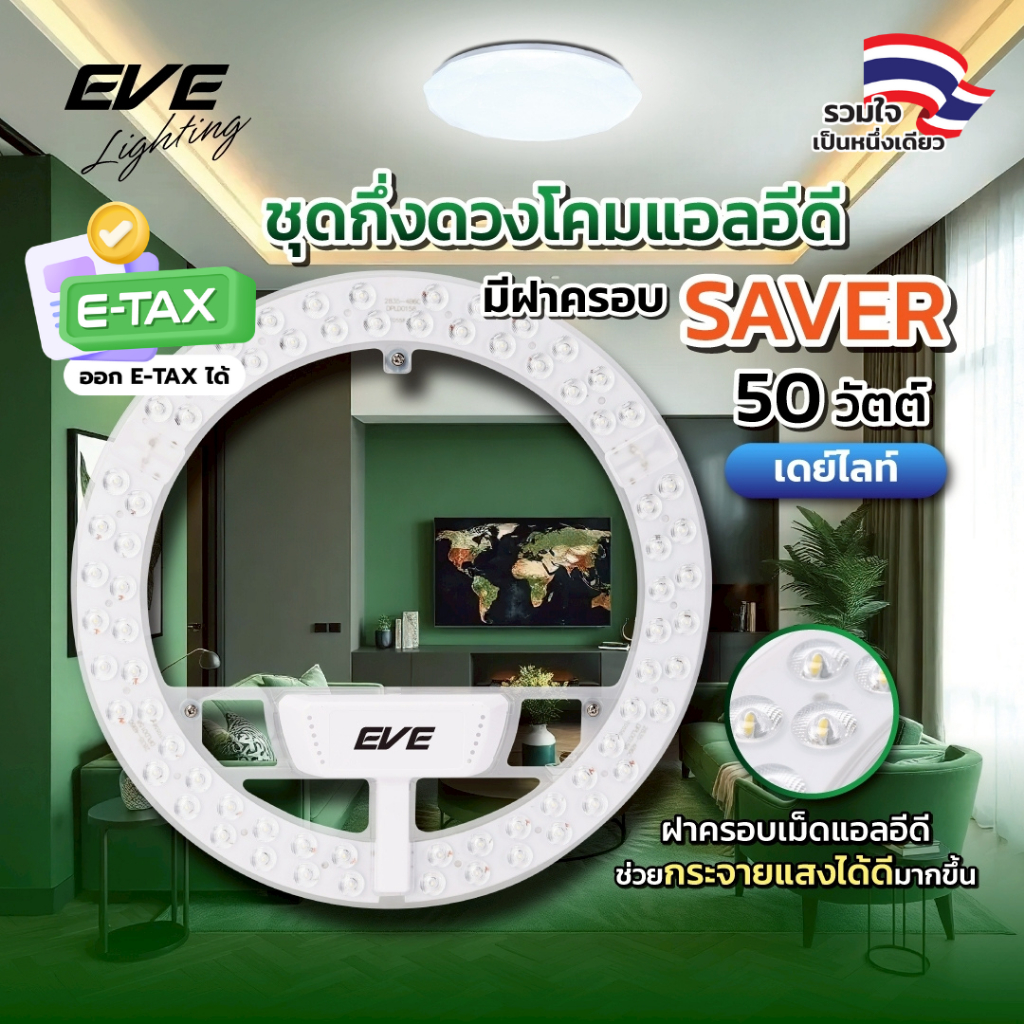 EVE แผงไฟแอลอีดี LED (ไม่รวมโคม) รุ่น Saver 24, 36 และ 50 วัตต์ ( ไม่เอากล่องลดเพิ่ม 10% )