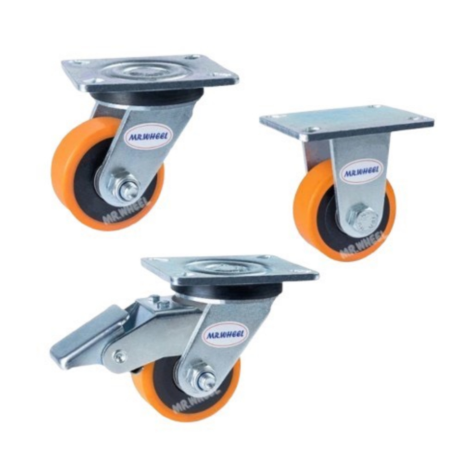 🔥ส่งเร็ว ถูกสุด🔥 Mr.Wheel ล้อยูริเทน ขาเงิน ล้อรถเข็น 4 นิ้ว โครงขาเหล็กเชื่อม 6mm ล้ออเนกประสงค์ ล้
