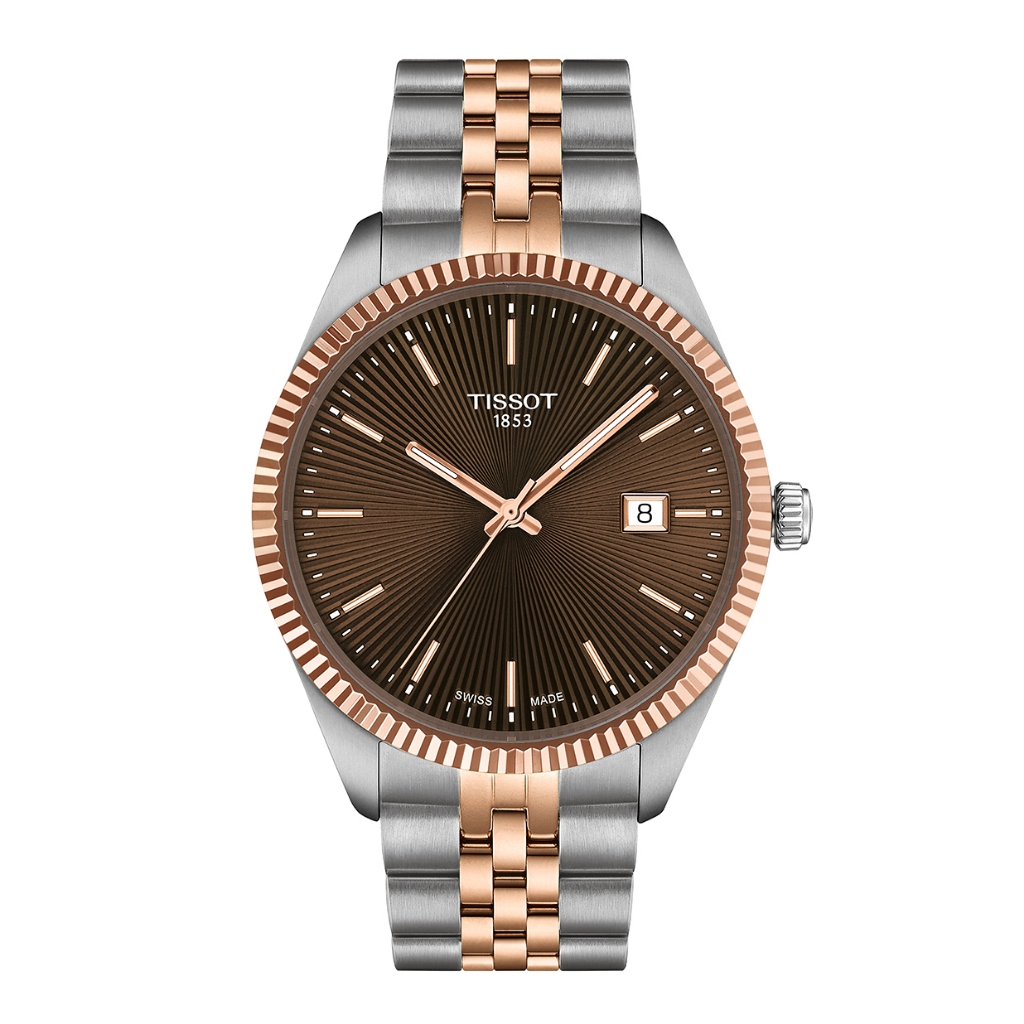 Tissot Ballade 40 mm ทิสโซต์ บัลลาร์ด 40 มม. สีน้ำตาล ทองคำสีชมพู T1564102229101 นาฬิกาผู้ชาย