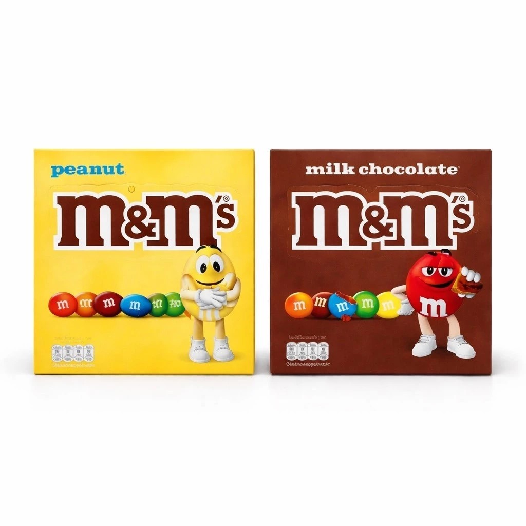 M&M เอ็ม&เอ็ม เอ็มแอนด์เอ็ม ช็อกโกแลต peanut /milk chocolate 1กล่อง บรรจุ 14.5กรัม 12ซอง/20ซอง