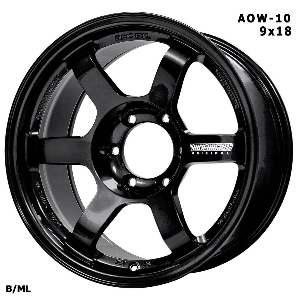 ล้อแม็ก AOW10 TE37 Sonic FlowForming ขอบ 18 กว้าง 9นิ้ว 6รู139 Offset20 สีดำเงา