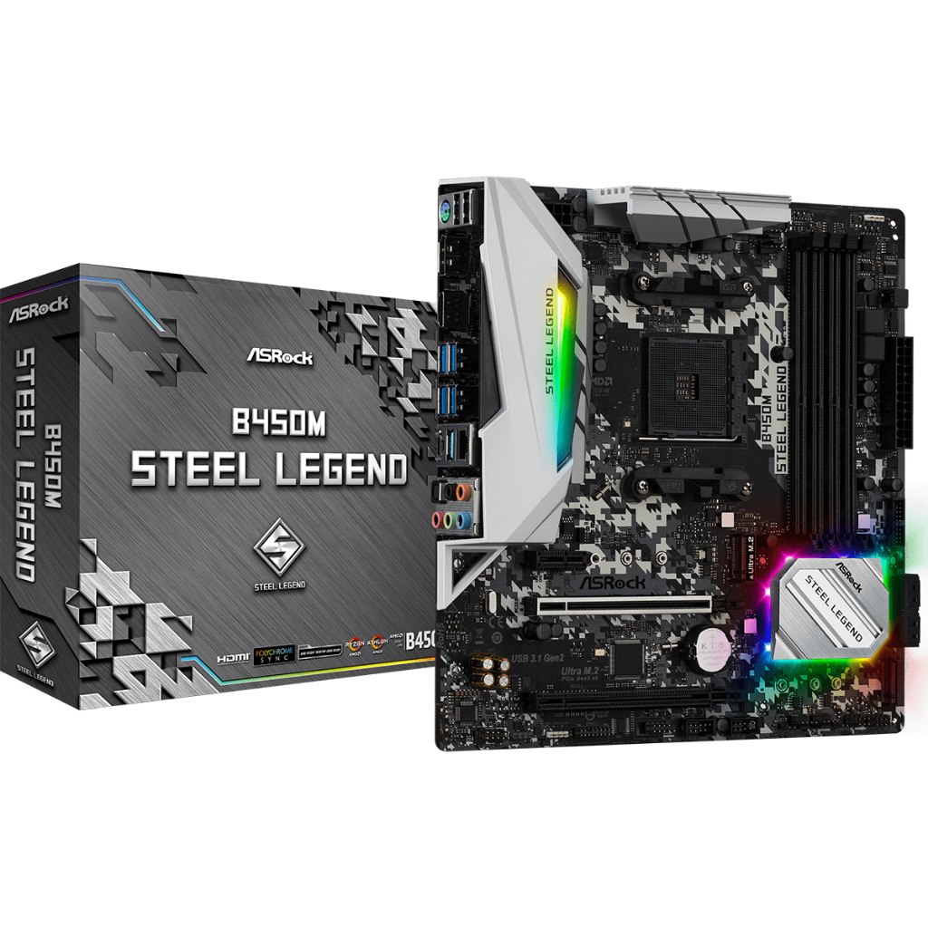 เมนบอร์ด ASROCK MAINBOARD (AM4) B450M STEEL LEGEND DDR4 มือสอง ประกัน JIB EXP 04/2570