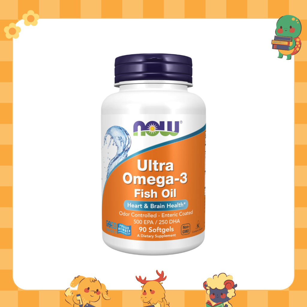 พร้อมส่ง NOW Foods, Ultra Omega-3 Fish Oil, 90 Softgels บำรุง สมอง