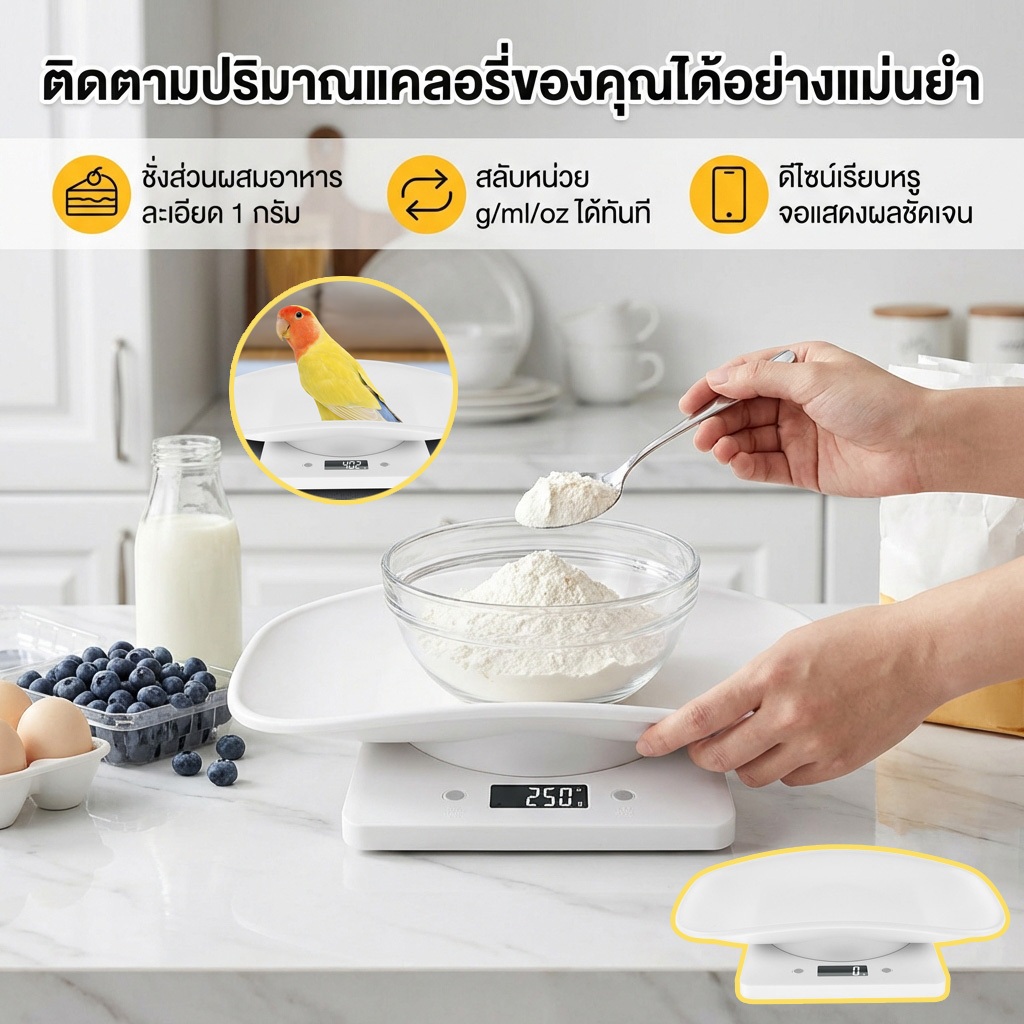 ⚖️ 【ส่งด่วน+COD】เครื่องชั่งดิจิตอล 2 in 1 สำหรับสัตว์เลี้ยงและครัว ชั่งได้ละเอียด 1 กรัม สูงสุด 10กก. 4หน่วย g/ml/oz