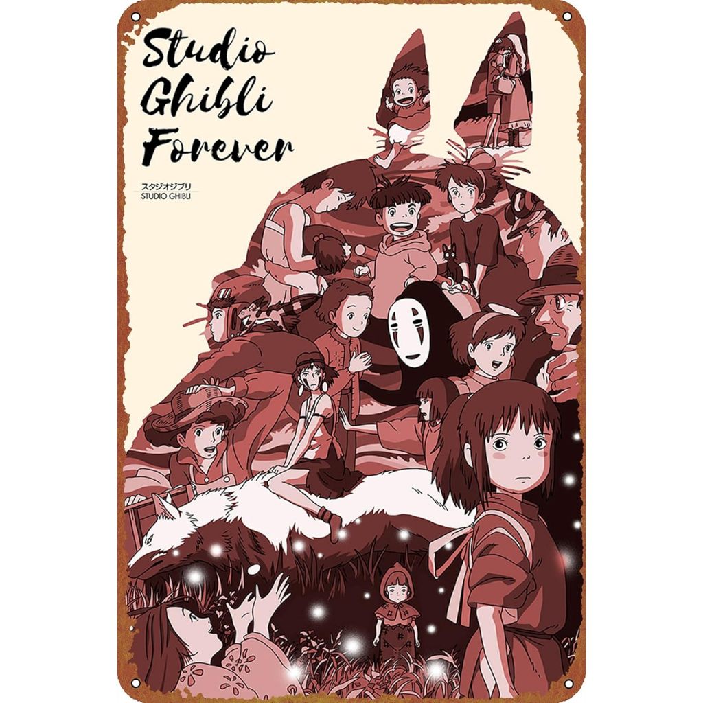 IEITB Studio Ghibli Forever Poster Metal Tin Logo Vintage Metal Poster Family Club Bar Cafe Bedroom 
