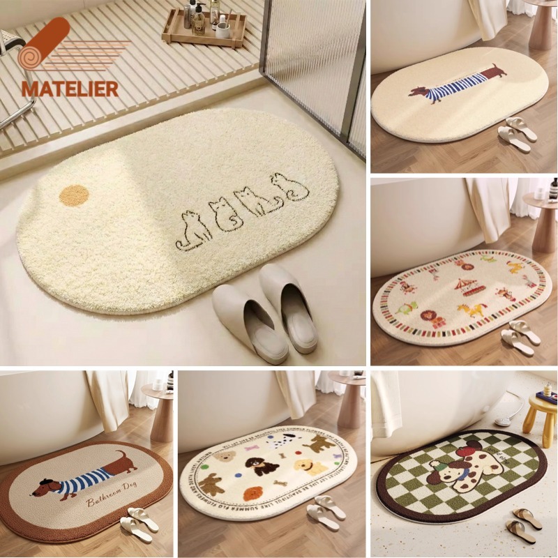 MATELIER พรมห้องน้ํา พรมน่ารัก ผ้าเช็ดเท้า พรมเช็ดเท้า พรม พรมปูพื้น แผ่นกันลื่น พรมขนสั้น พรมแมว กันลื่น เช็ดเท้า Rug