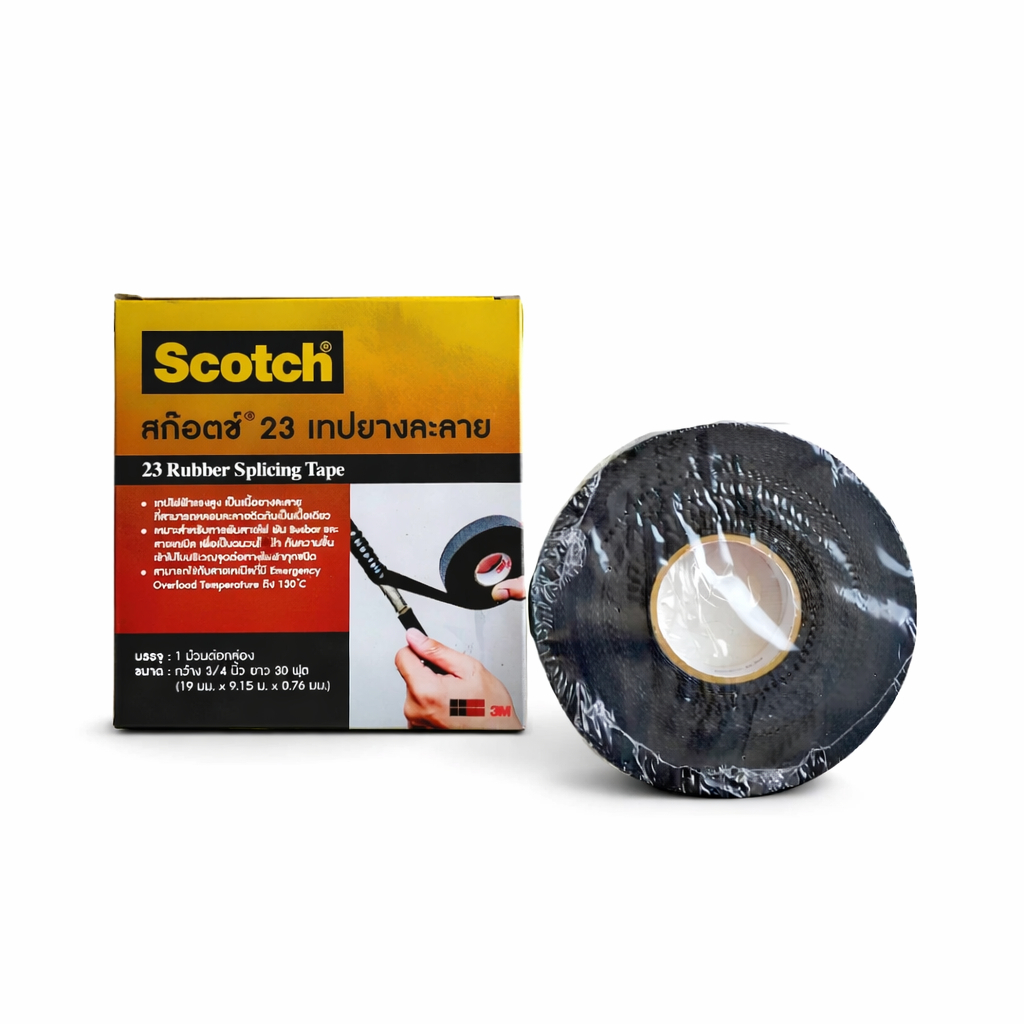 3M เทปพันยางละลาย รุ่น Scotch 23  ขนาด 19 MM X 6 FT + 19 MM X 9.15 M X 0.75 MM