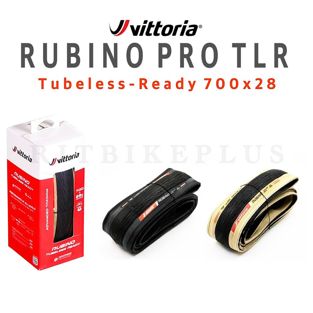 New2025 ยางนอกจักรยาน VITTORIA RUBINO TLR TUBELESS-READY ขนาด 700x28 มีสีดำ และสีครีม